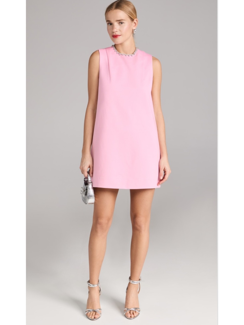 AREA Embellished Powder Pink Crystal Heart Back Open Cutout Mini Dress NEW - Picture 7 of 15